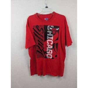Chicago Bulls Patch & Graphic Print T-Shirt Red Men's Size XL